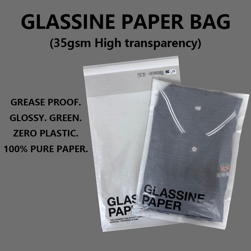 Kantong Kertas Glassine Transparansi Tinggi Kustom dengan Segel Perekat Diri