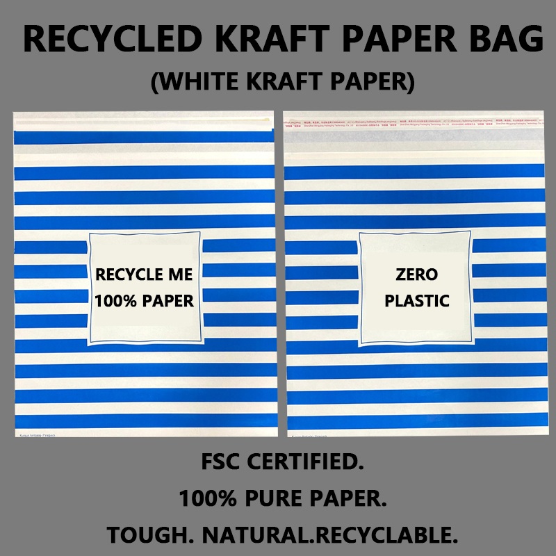 Tas Surat Kertas Kraft Putih Daur Ulang Khusus